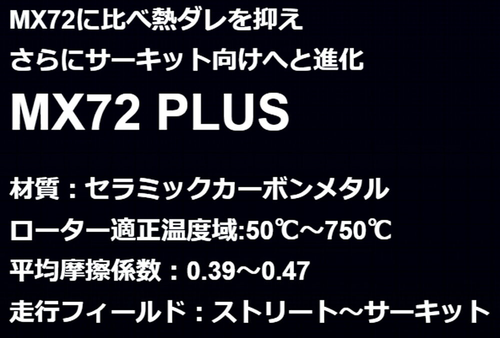 エンドレス MX72 PLUS ロードスター NCEC H17.8〜H27.5 2000cc 前後セット用 MXPL431432 3