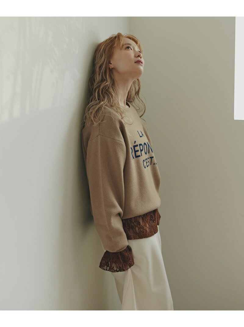 フレンチロゴジャガードニット N. Natural Beauty Basic エヌ ナチュラルビューティーベーシック* トップス ニット ホワイト グレー ベージュ【送料無料】[Rakuten Fashion](4)