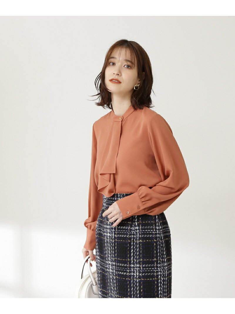 ボウタイ風ロングスリーブブラウス N. Natural Beauty Basic エヌ ナチュラルビューティーベーシック* トップス シャツ・ブラウス ブラウン グリーン【送料無料】[Rakuten Fashion]