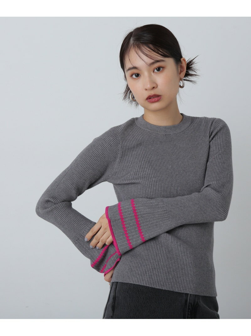 Rakuten - 【SALE／60%OFF】バイカラーラインフレアスリーブニット N. Natural Beauty Basic エヌ ナチュラルビューティーベーシック* トップス ニット グレー ホワイト グリーン【RBA_E】【送料無料】[Rakuten Fashion]