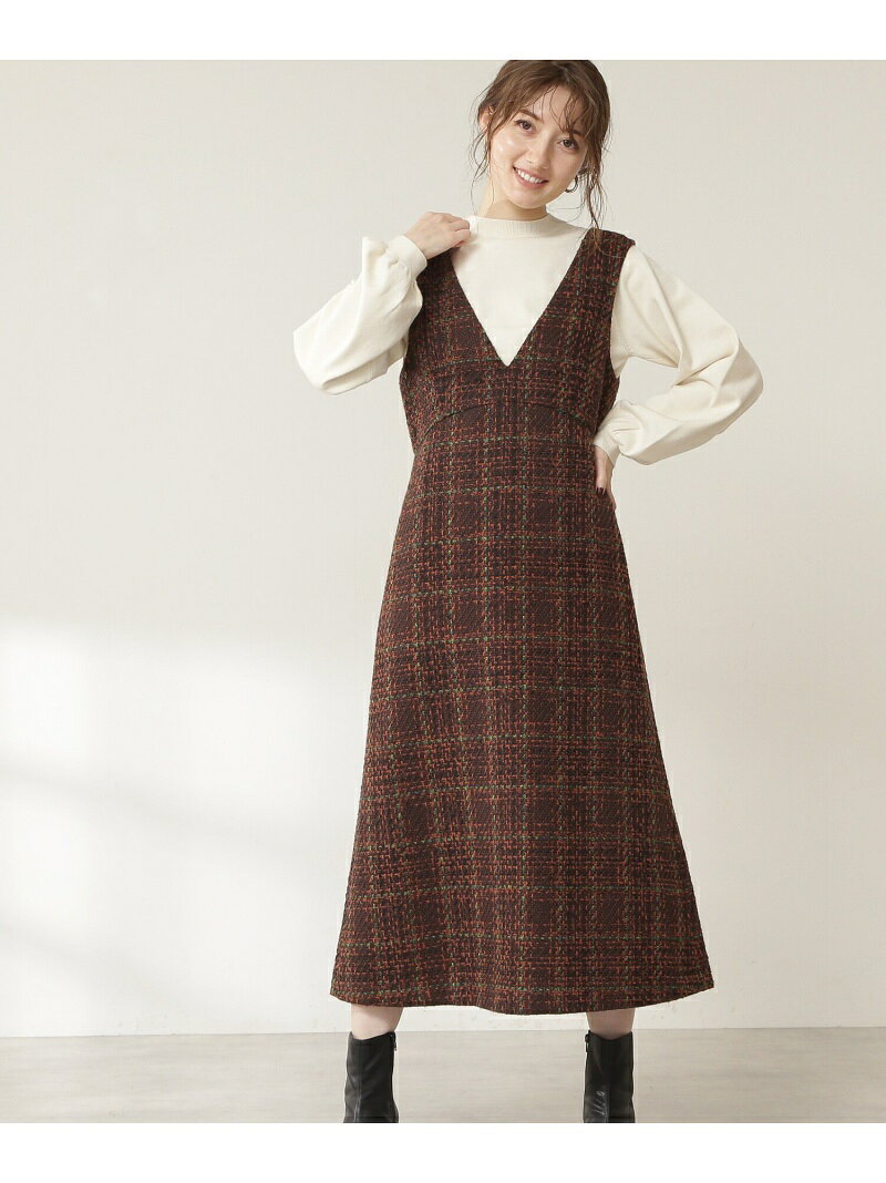 【SALE／30%OFF】ロービングツイードジャンパースカート N. Natural Beauty Basic エヌ ナチュラルビューティーベーシック* ワンピース・ドレス ワンピース ネイビー ブラウン【RBA_E】【送料無料】[Rakuten Fashion]