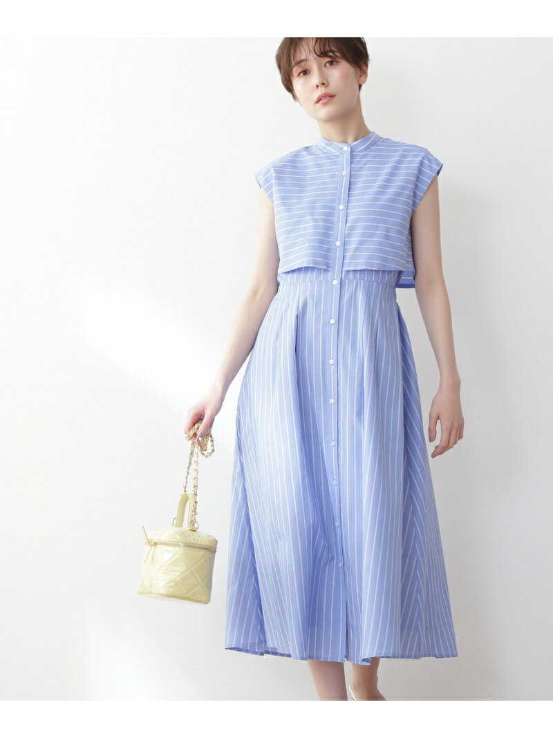 【SALE／40%OFF】バンドカラーストライプワンピース N. Natural Beauty Basic エヌ ナチュラルビューティーベーシック* ワンピース・ドレス ワンピース ネイビー ブルー【RBA_E】【送料無料】[Rakuten Fashion]