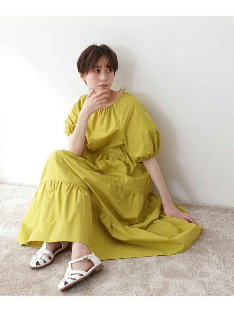 【SALE／50%OFF】ギャザーティアードコットンワンピース N. Natural Beauty Basic エヌ ナチュラルビューティーベーシック* ワンピース・ドレス ワンピース ベージュ パープル イエロー ブラック【RBA_E】【送料無料】[Rakuten Fashion]