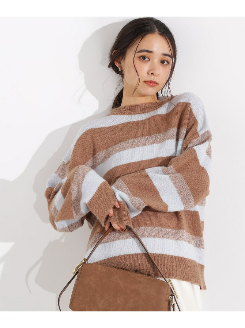 【SALE／30%OFF】ヘアリーボーダーニット N. Natural Beauty Basic エヌ ナチュラルビューティーベーシック* トップス ニット ブラウン ベージュ ブルー【RBA_E】【送料無料】[Rakuten Fashion]