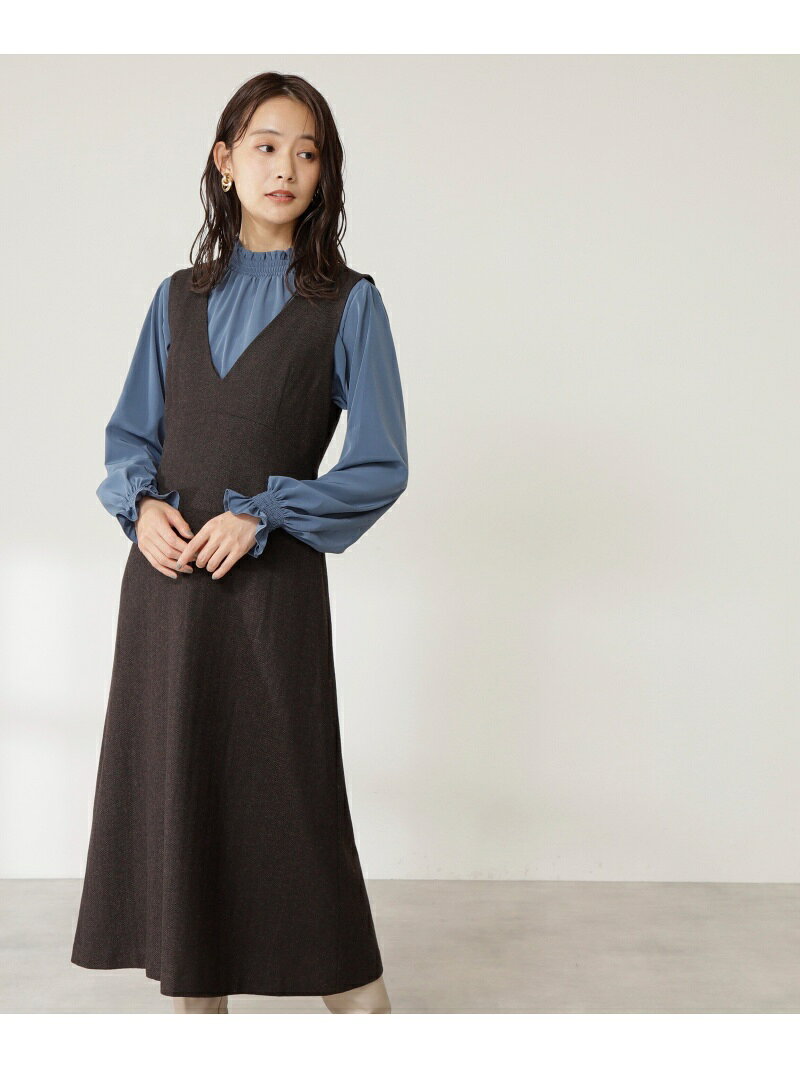 2トーンツイードジャンパースカート N. Natural Beauty Basic エヌ ナチュラルビューティーベーシック* ワンピース・ドレス ワンピース ブラウン グレー【送料無料】[Rakuten Fashion]