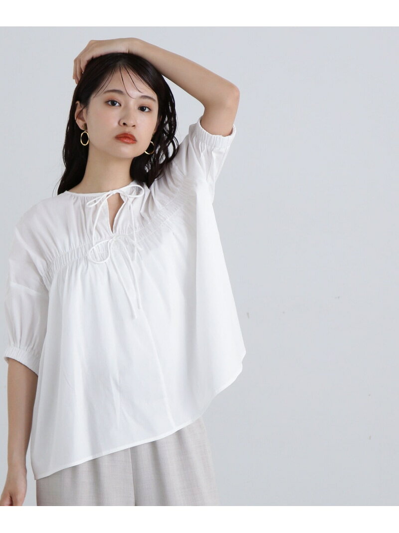 【SALE／50%OFF】ダブルリボンシャーリングギャザー半袖ブラウス N. Natural Beauty Basic エヌ ナチュラルビューティーベーシック* トップス シャツ・ブラウス グリーン ブラック ピンク ホワイト【RBA_E】【送料無料】[Rakuten Fashion]