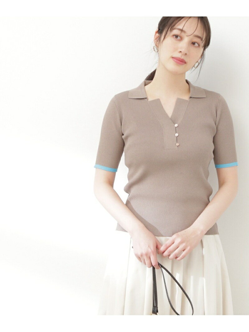 【SALE／20%OFF】バイカラーラインポロニット N. Natural Beauty Basic エヌ ナチュラルビューティーベーシック* トップス ニット ベージュ ピンク ネイビー オレンジ【RBA_E】【送料無料】[Rakuten Fashion]