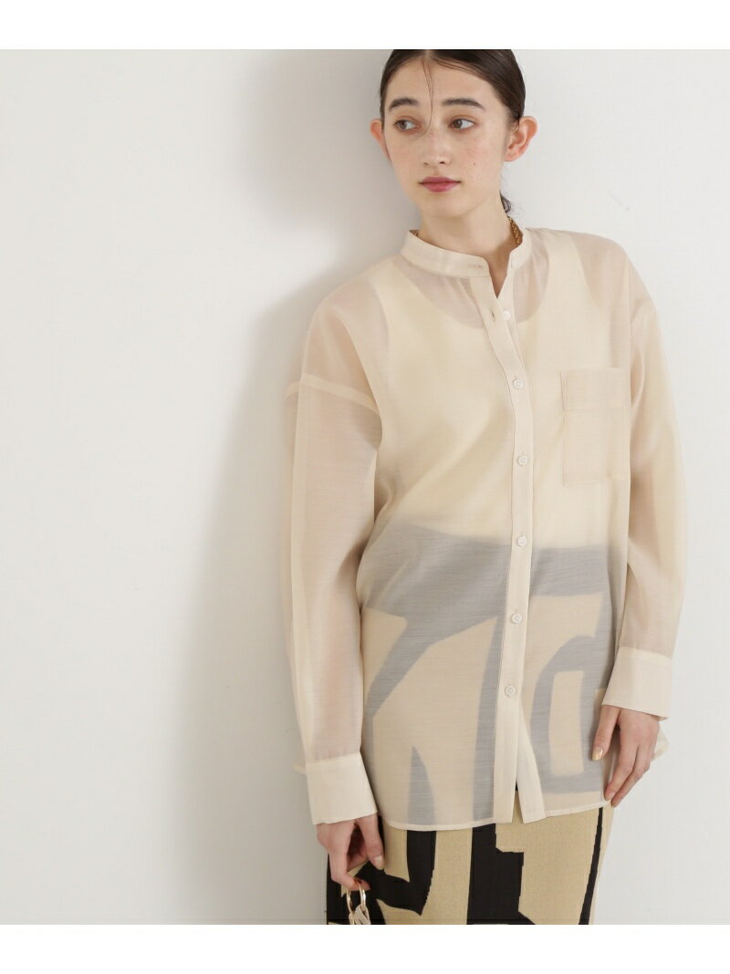 バンドカラーシアーシャツ N. Natural Beauty Basic エヌ ナチュラルビューティーベーシック* トップス シャツ・ブラウス ホワイト ベージュ イエロー ピンク ブルー【送料無料】[Rakuten Fashion]のサムネイル