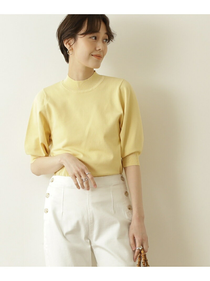 プレーティング天竺五分袖ニット N. Natural Beauty Basic エヌ ナチュラルビューティーベーシック* トップス ニット イエロー レッド ブラック ホワイト ピンク グリーン【送料無料】[Rakuten Fashion]