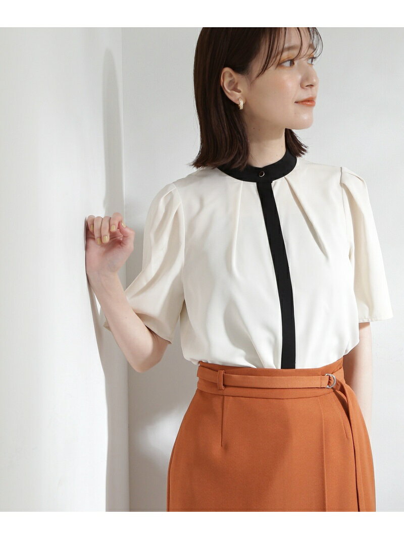 【SALE／30%OFF】バイカラー5分袖とろみブラウス N. Natural Beauty Basic エヌ ナチュラルビューティーベーシック* トップス シャツ・ブラウス ブラック【RBA_E】【送料無料】[Rakuten Fashion]