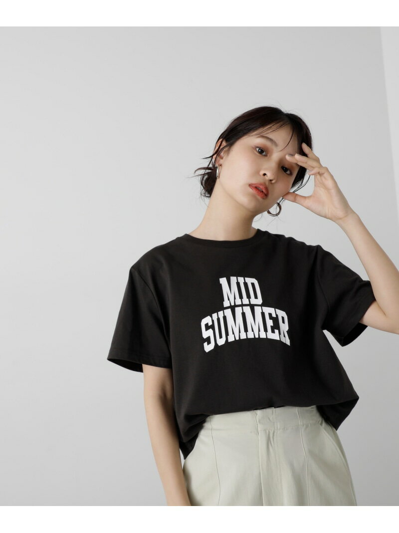 カレッジロゴT N. Natural Beauty Basic エヌ ナチュラルビューティーベーシック* トップス カットソー・Tシャツ グレー ホワイト ブラウン【先行予約】*【送料無料】[Rakuten Fashion]