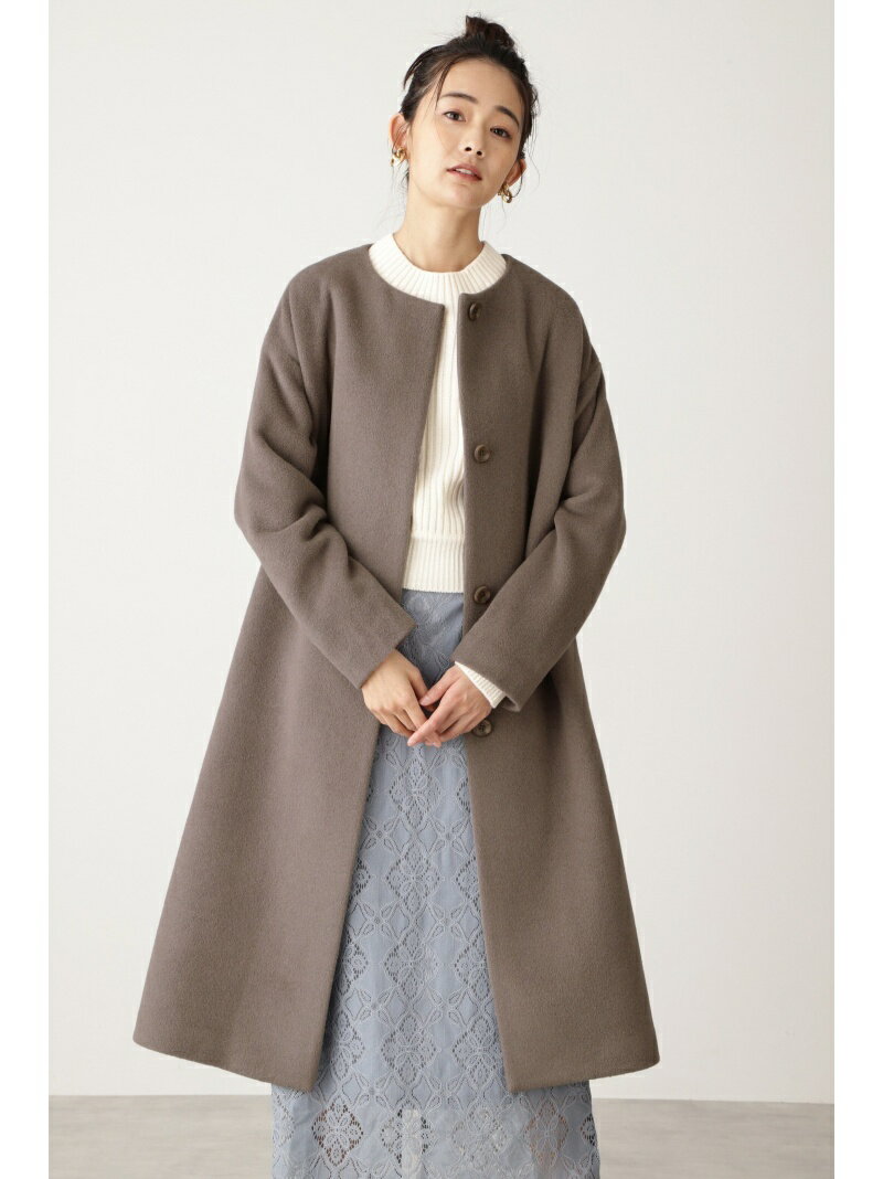 Rakuten Fashion アンゴラビーバーノーカラーコート N Natural Beauty Basic エヌ ナチュラルビューティーベーシック コート ジャケット ロングコート ブラック グレー ホワイト ブラウン ブルー 送