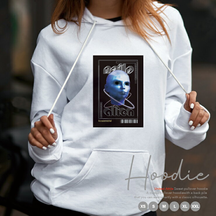 パーカー レディース メンズ スウェット パーカー プルオーバー hoodie 長袖 フード付き プルオーバー ペア カップル XS S M L XL XXL おしゃれ 大人かわいい グラフィック 韓国 宇宙 宇宙人 エイリアン コラージュ エモい ROCK メタル ロゴ