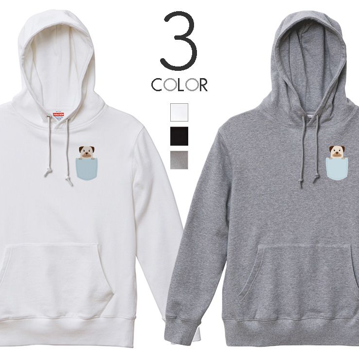 パーカー レディース メンズ スウェット パーカー プルオーバー hoodie 長袖 フード付き プルオーバー ペア カップル XS S M L XL XXL おしゃれ 大人かわいい 犬 イヌ 水色のポケットから犬 ブサ可愛い