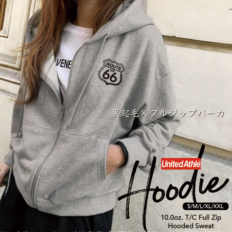 パーカー レディース メンズ スウェット パーカー ジップアップパーカー 裏起毛 長袖 hoodie 長袖 スウェット フード付き ペア カップル S M L XL XXL おしゃれ かっこいい 無地 シンプル 羽織ればあたたかい、肌ざわりのやさしい裏起毛スウェット ROUTE66 ルート66