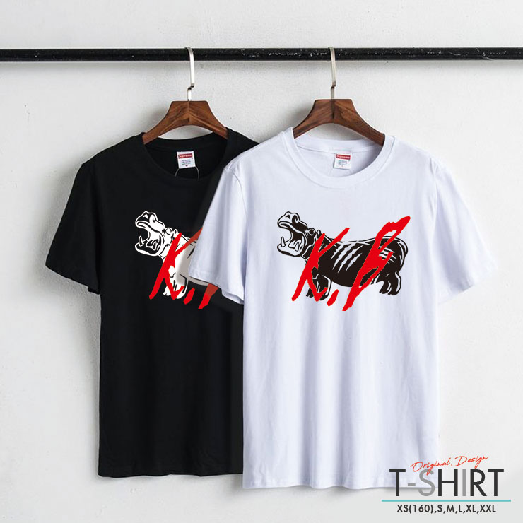 Other - Tシャツ レディース メンズ クルーネック 丸首 綿 半袖 カットソー 大人かわいい オシャレ かっこいい ペア カップル おそろ リンクコーデ かば おしゃれ カバ アニマル 動物 kb