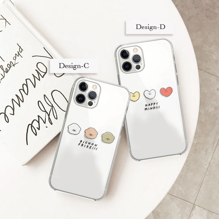 AQUOS R9 pro R8Pro sense9 sense7 wish5 アクオス ハード スマホケース クリア ケース 韓国 Korea いぬ 犬 ビションフリーゼ ハート 柄 手書き風 可愛い かわいい おしゃれ K-POP