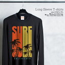 Tシャツ ロンT クルーネック 丸首 綿 長袖 カットソー レディース カットソー S M L XL XXL メンズ シンプルだから合わせやす 大人かわいい オシャレ ペア カップル リンクコーデ surf palmtree パームツリー サーフ かっこいい