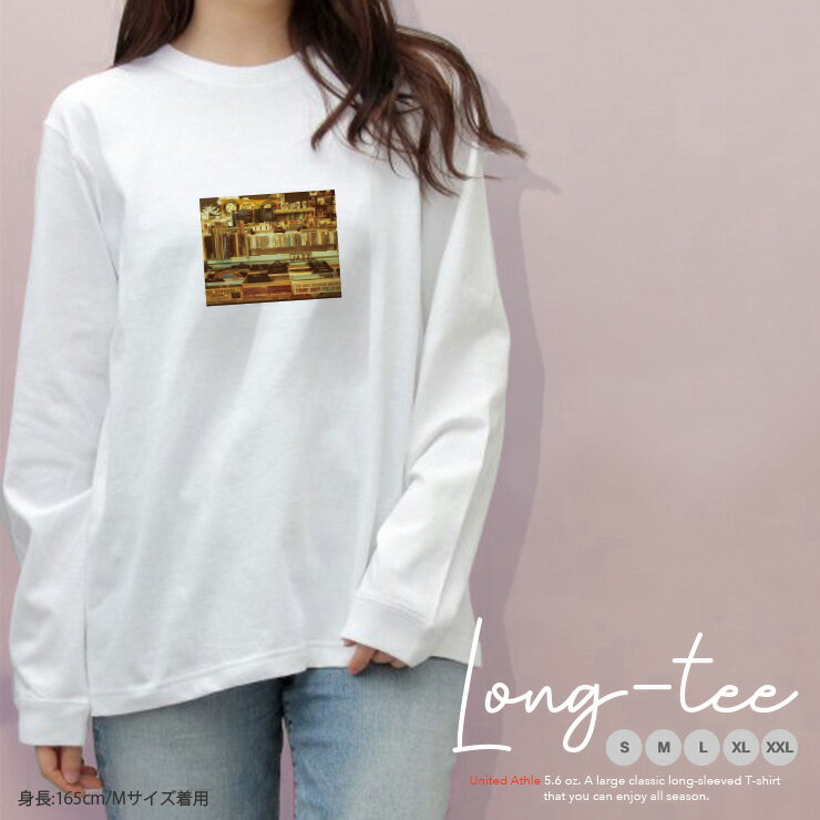 Character - Tシャツ ロンT クルーネック 丸首 綿 長袖 カットソー レディース カットソー S M L XL XXL メンズ シンプルだから合わせやす 大人かわいい オシャレ ペア カップル リンクコーデ レコード盤 lp 盤 CD ショップ ミュージック 音楽 かわいい オシャレ シンプル フォト