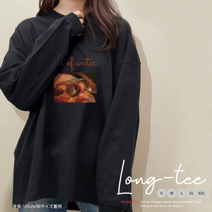 Tシャツ ロンT クルーネック 丸首 綿 長袖 カットソー レディース カットソー S M L XL XXL メンズ シンプルだから合わせやす 大人かわいい オシャレ ペア カップル リンクコーデ 韓国 Korea 写真 プリント 外国人 サングラス オレンジ かわいい 可愛い おしゃれ
