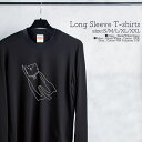 Tシャツ ロンT クルーネック 丸首 綿 長袖 カットソー レディース カットソー S M L XL XXL メンズ シンプルだから合わせやす 大人かわいい オシャレ ペア カップル リンクコーデ 猫 ねこ ネコ ヒーロー 空飛ぶ猫 白黒 おもしろ