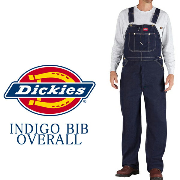 ディッキーズDickies オーバーオール83294NBビブ デニムインディゴ ノンウォッシュ オーバーオールDENIM INDIGO BLUE 100% COTTON 