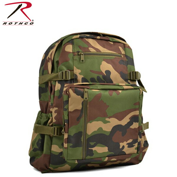 ROTHCO ロスコ正規品 迷彩カモミリタリーバックパック リュックWOODLAND CAMO BACKPACK 600 DENIER POLYESTER米軍 バッグUSAモデル デカバック インポートブランド海外買い付け