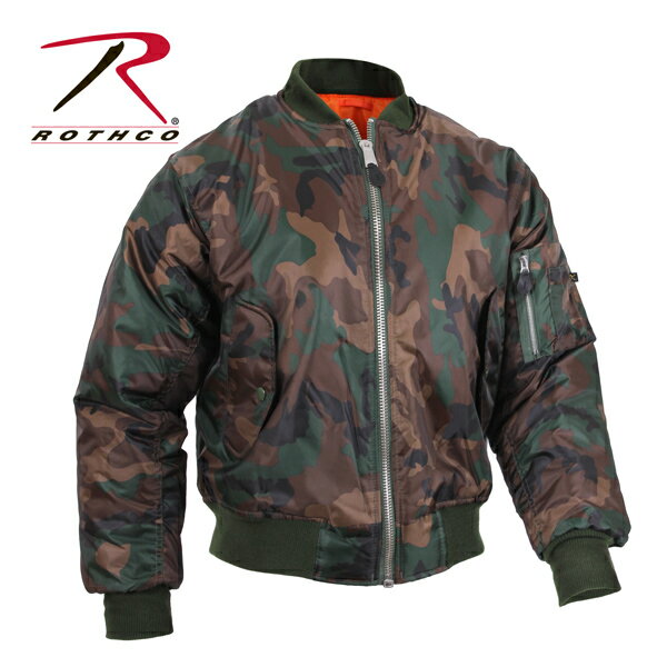 Rothco ロスコ正規品MA-1 フライトジャケットFlight JacketミリタリーMA1アウター Woodland Camo迷彩カモフラ柄ナイロンミリタリーブランド 軍もの アメリカ買い付けインポートブランド海外買い付け サバゲー