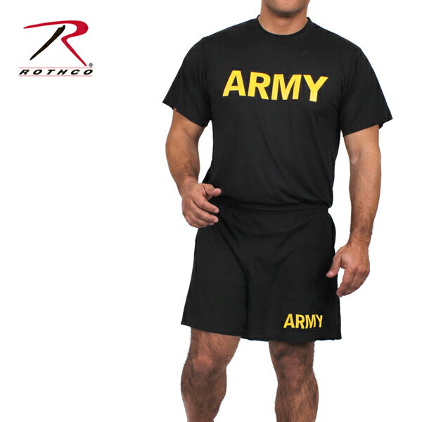 Rothco ロスコ アーミーTシャツ 黒プリントArmy Physical Training Shirt　 Nylon　46020　ジムウエアトレーニングドライウェア　ランニングウエア　速乾性　[1219]【楽ギフ_包装】