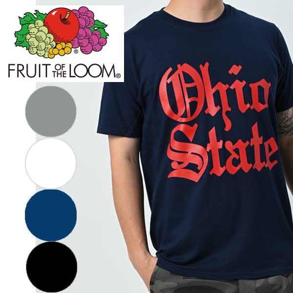 FRUIT OF THE LOOMフルーツオブザルーム tシャツ TEEシャツ プリントロゴ　OHIOメンズアメカジ カレッジプリント黒半袖Tシャツ