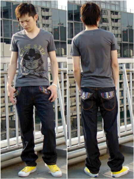 - NIR ( ニーウ ) - - NATIVE DENIM PANTS - カラー:インディゴワンウォッシュ、インディゴハードウォッシュ 素材:コットン100% サイズ：ウエスト 総丈 ヒップ 股上 股下 わたり 裾幅 M ： 76　 99　 100　 25　 76　 30　 19 L ： 80　 101　 106　 26　 78　 31　 20 モデル：171cm62kg、Mサイズ着用です。 NIR よりストレートデニムが入荷!! 今期大注目のネイティブ柄デニムパンツ。 横糸がブラウンになっているオリジナルのデニムを使用しています。金茶0番ステッチでアクセントをつけています。NIR より今期話題のネイティブ柄デニムが登場！ モデルファッションチェック♪ 着用Tシャツはこちら 平均サイズを記載しております。商品によっては多少の誤差があります。 SIZEは、目安にして下さい。測り方はこちら…