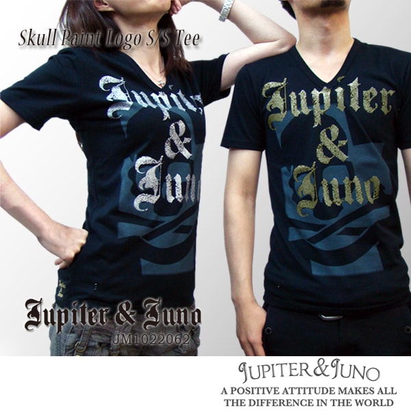 メール便可ビッグロゴ Jupiter&Juno ジュピターアンドジュノ Skull Paint Logo Tee スカル ペイント ロゴ 半袖 Tシャツ 