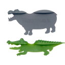 しおり 動物 おもしろ シリーズ ( crocodile ワニ/hippo カバ ) bookmark おしゃれ な しおり 2点 セット まるで 本 の中に住...
