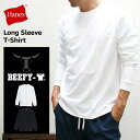 【GW直前！まとめ割クーポン対象】ヘインズ Hanes BEEFY LONG SLEEVE T-SHIRT（XS S M L XL）【1点のみメール便可】ビーフィー Tシャツ ロンT 無地 白