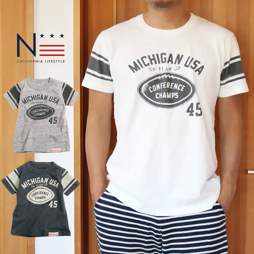 チャンピオン ペアTシャツ 【1点のみメール便可】レディース メンズ Tシャツ Michigan USA（160cm 165cm）ノアデパートメントストア オリジナル