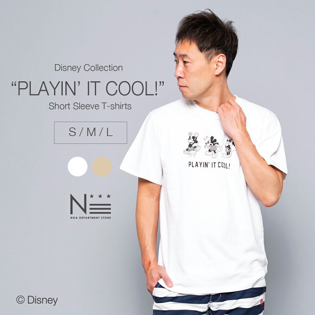 noa department store. PLAYIN’ IT COOL! ミッキーマウスTシャツ（S M L）レディース メンズ 女性 男性 親子 お揃い 【1点のみメール便可】【F_2】
