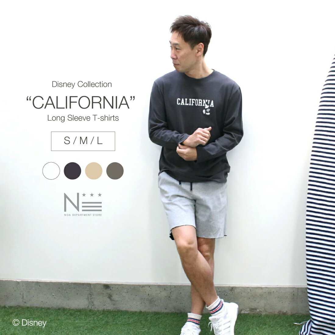 CALIFORNIA ミッキーマウスロンT（S M L） ペアルック レディース メンズ 女性 男性【1点のみメール便可】【親子ペア 可能】