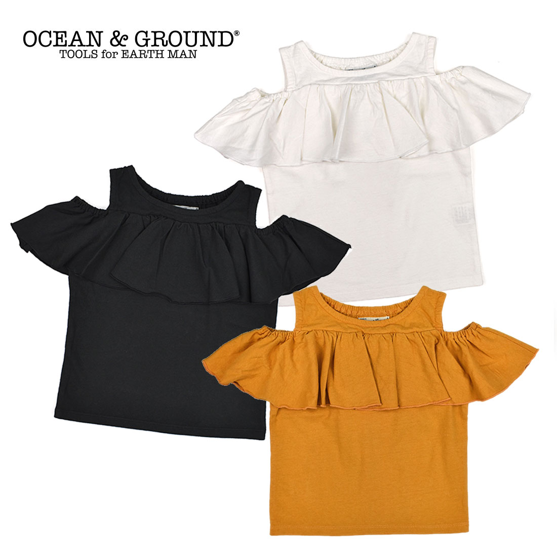 OCEAN&GROUND オーシャンアンドグラウンド OFFSHOULDER Tシャツ（80cm 90cm 100cm 110cm 120cm 130cm）オフショルダーTシャツ 【メール便可】