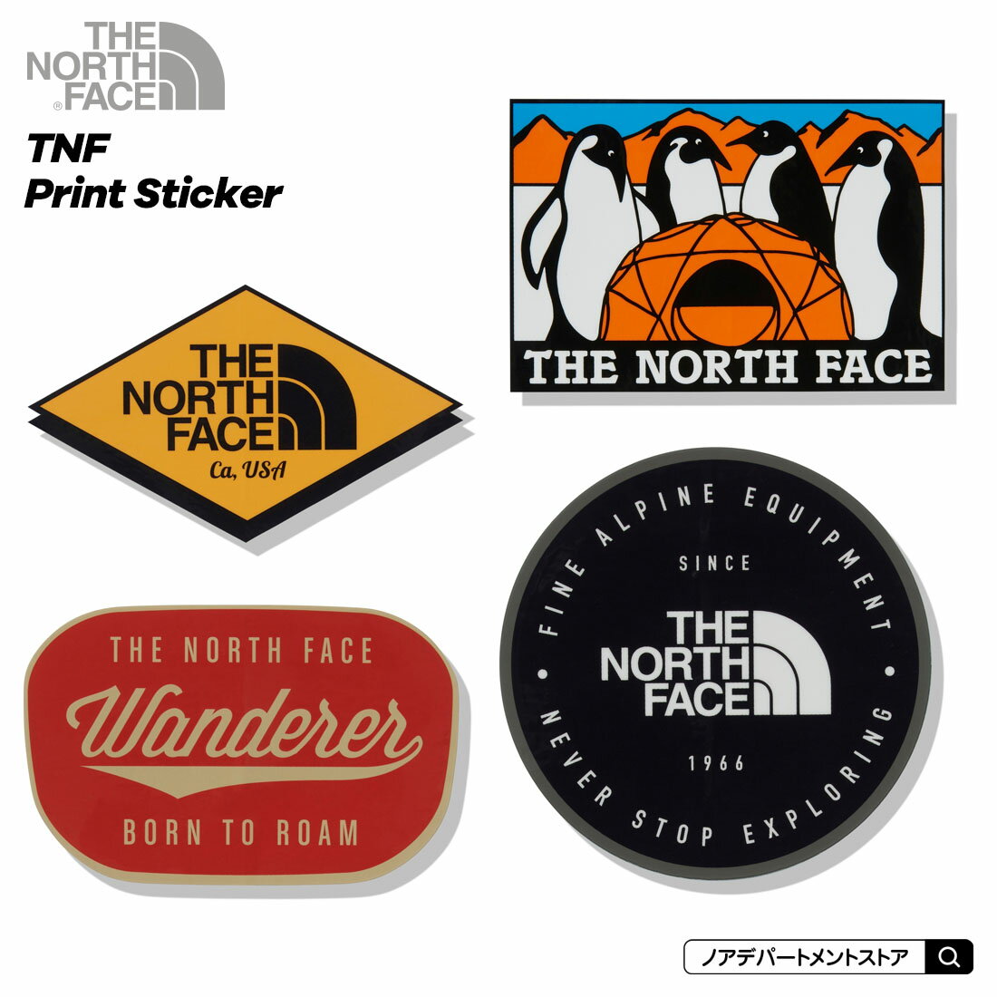 ノースフェイス THE NORTH FACE○新作○TNF PRINT STICKER ステッカー シール【1点のみメール便可】NN32121 NN32229