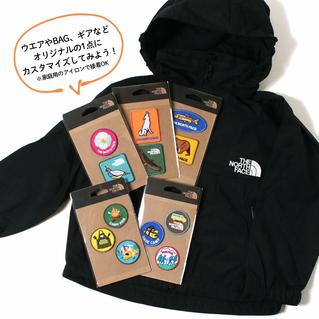 ノースフェイス THE NORTH FACE○新作○キッズ TNF ワッペン 22SS（F）アイロン接着 リメイク オリジナル 入園 入学 NNJ22241【1点のみメール便可】