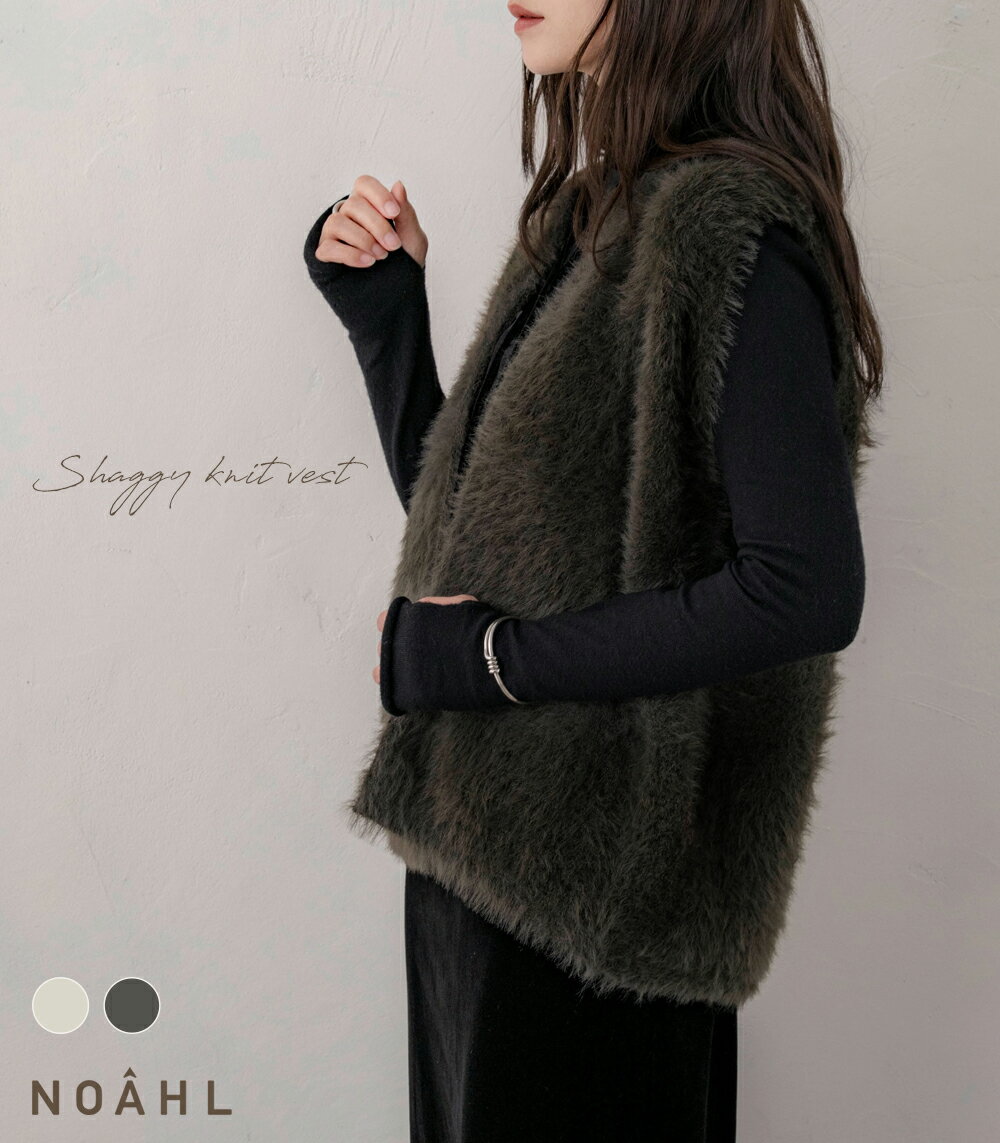 NOAHL｜《5,388円→40%0FFクーポン利用》【メール便】シャギー ニット ベスト トップス レディース アウター ニットベスト シャギーベスト ノースリ レイヤード ライトアウター グレージュ モスオリーブ ノアル 251112のサムネイル