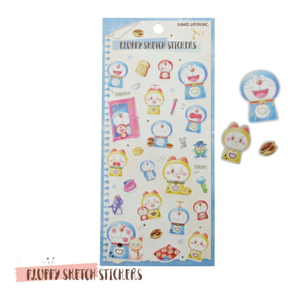 Rakuten - 【メール便送料無料】228469 ドラえもん フラッフィー スケッチ ステッカーズ FLUFFY SKETCH STICKERS カミオジャパン KAMIO 貼る かわいい 事務用品 文房具 ギフト 贈り物