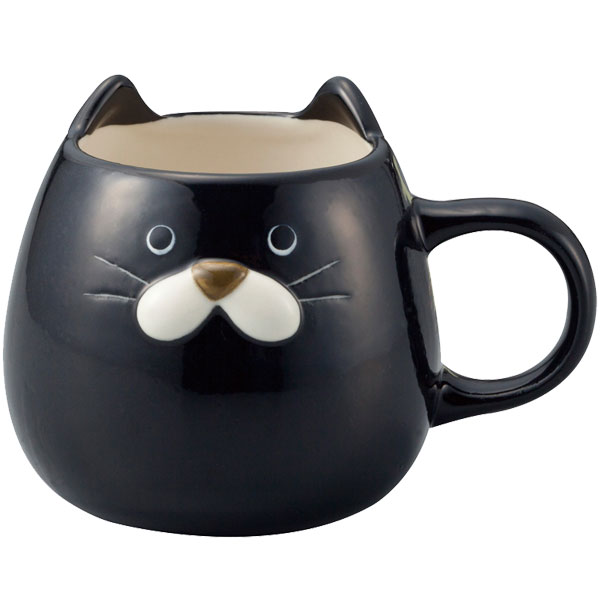 MG-13621/DECOLE/【MUG CUP collection】ぽってりねこマグ（黒猫）/インテリア/台所/キッチン/食器/コップ/カップ/デコレ/ギフト/プレゼント