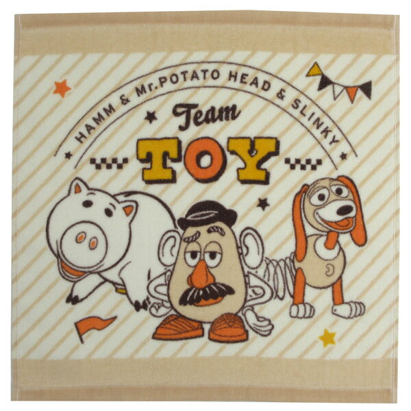 ◇選べる3P¥555対象商品◇キャラクターウォッシュタオル WM454900 ポテトヘッド ハンドタオル 34×35cm 綿100% 学校 幼稚園 お手拭き おしぼり ハンカチ タオル 吸水 ギフト プレゼント