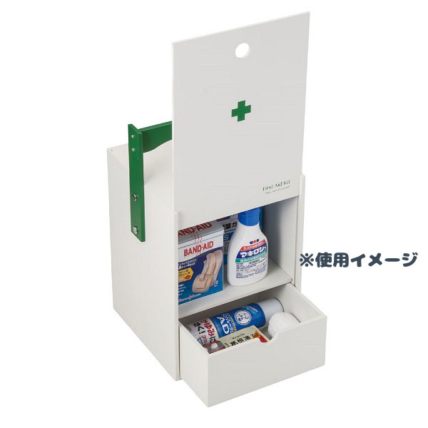 イシグロ 60059 デザイン小物 W20.3×D19×H33.5cm 救急箱 おかもち型 ホワイト 装飾 インテリア 収納