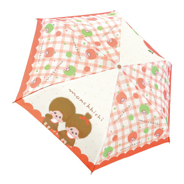 Rakuten - 90508 キャラクター 折畳傘 モンチッチ アップル 53cm monchhichi 携帯 レイン 雨 アンブレラ 梅雨 服飾 グッズ 通勤 通学 通園 安全ろくろ仕様 耐風骨仕様 ギフト プレゼント