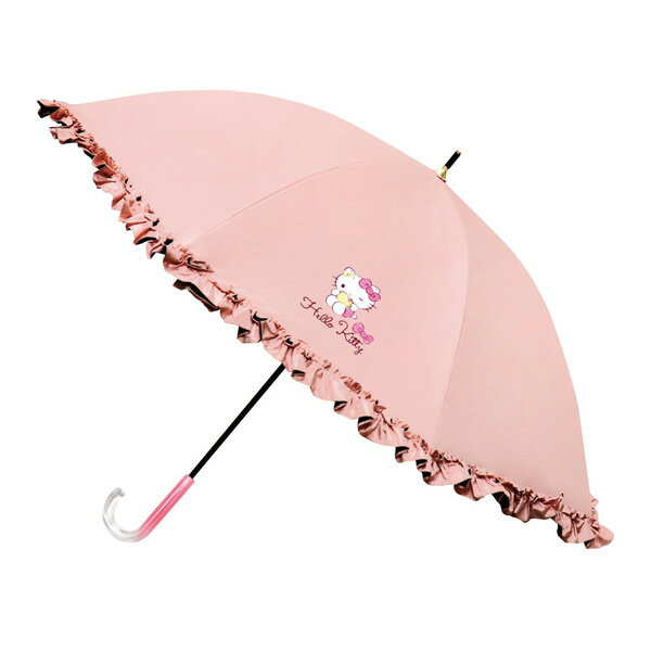 98099 ハローキティ ドリーム 晴雨兼用 長傘 フリルタイプ 50cm SANRIO サンリオ 手開きタイプ 裏面黒コーティング 雨 日除け 紫外線 レイン 梅雨 外出 携帯 ギフト プレゼント