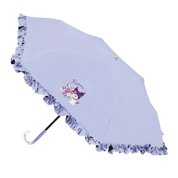 乐天商城 - 98124 クロミ フラワー 晴雨兼用 折畳傘 フリルタイプ 50cm SANRIO サンリオ 安全ろくろ 耐風骨仕様 裏面黒コーティング 雨 日除け 紫外線 レイン 梅雨 外出 携帯 ギフト プレゼント