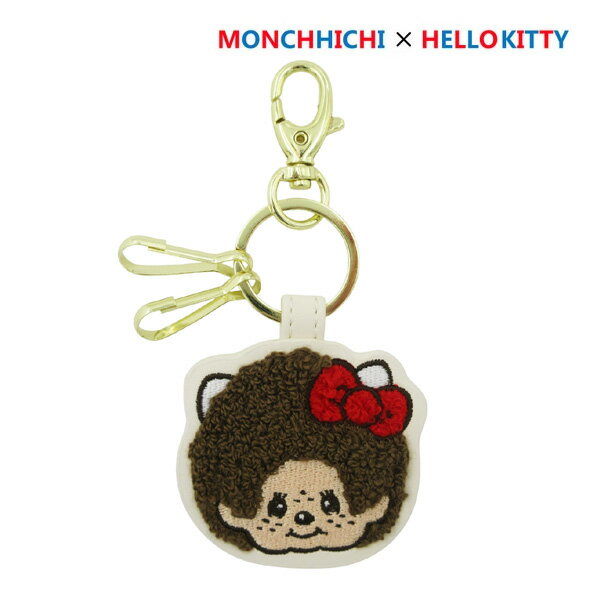 Rakuten - 【ネコポス便発送可】227670 モンチッチ×ハローキティ 相良刺繍キーチャーム monchhichi HELLO KITTY サンリオ コラボ 収納 カギ 鍵 雑貨小物 合成皮革