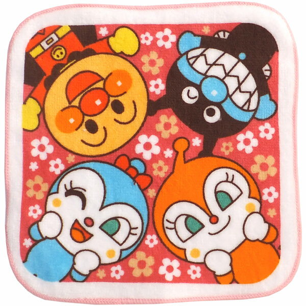 【ネコポス便発送可】アンパンマン ミニタオル3枚セット 29503 やなせたかし コットン 綿 16×16cm ウォッシュ エチケット 洗顔 手洗い